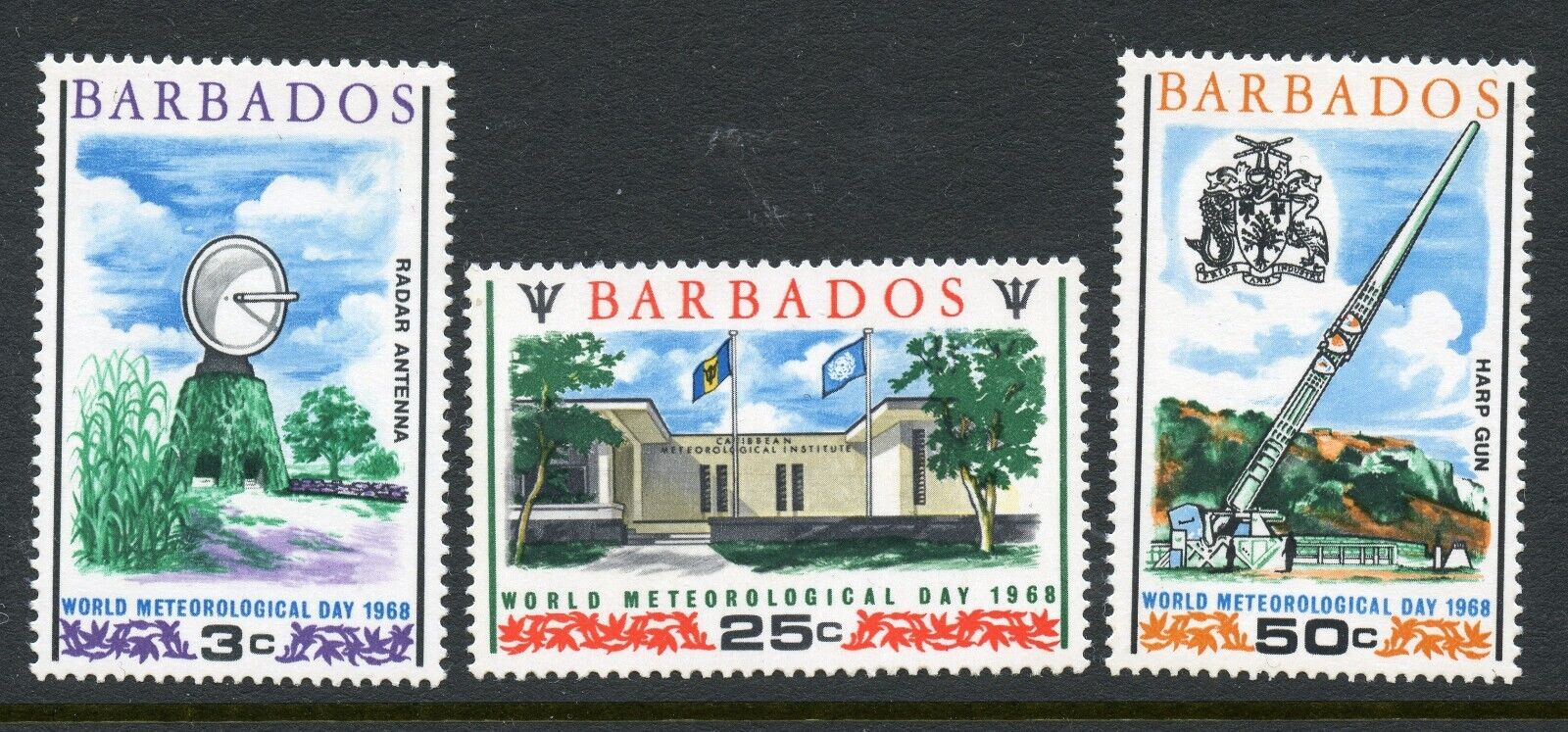 Barbados Scott 303-305 World Meteorological Day Mnh 1968
