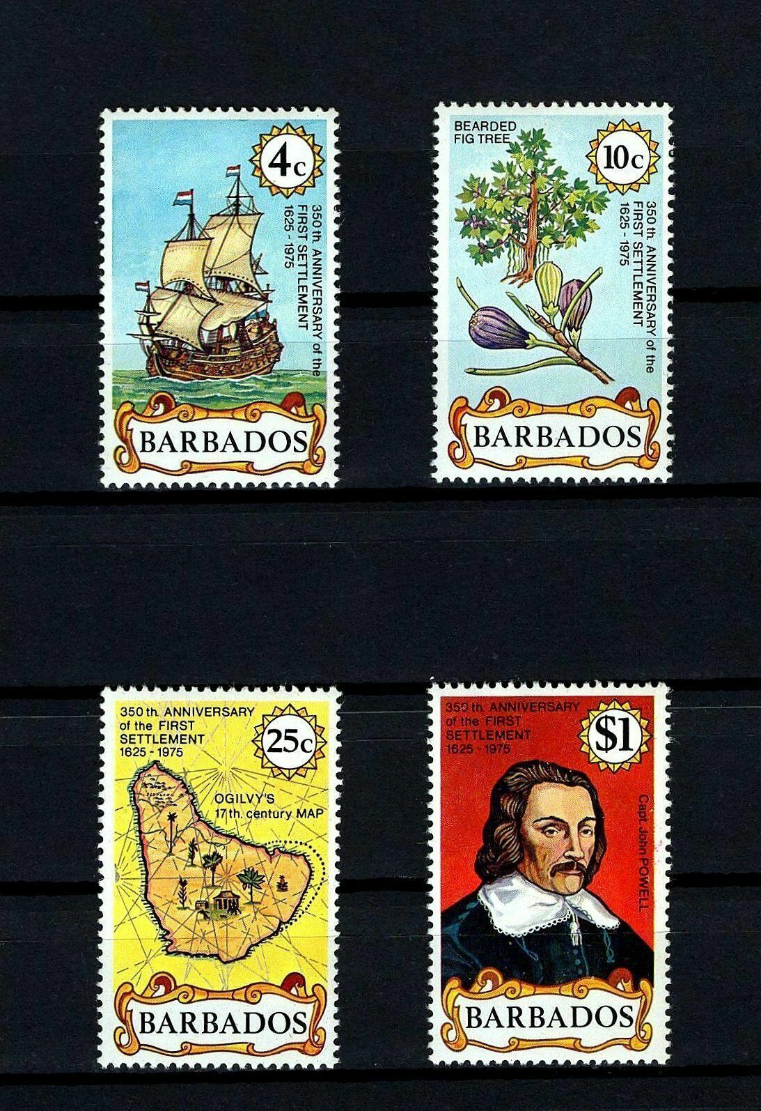 Barbados - 1975 - First Settlement - Sailing Ship - Fig Tree + Mint - Mnh Set!