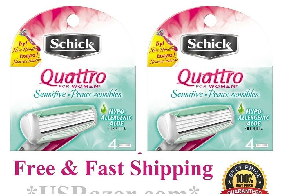 8 Sensitive Schick Quattro Razor Blades Cartridges Women Quatro Refills Shaver 4