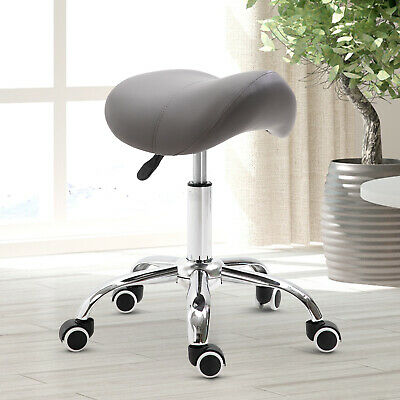 Hydraulic Adjustable Salon Stool Swivel Rolling Saddle Chair Spa Massage - Gray