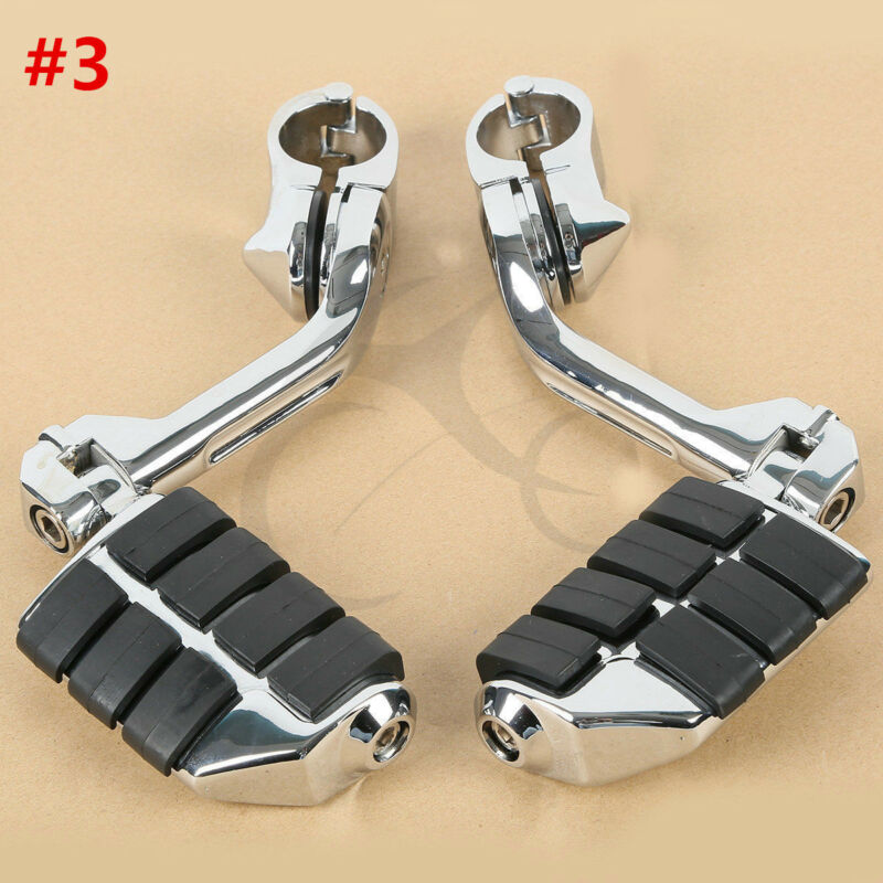 Chrome Highway Foot Pegs Footrest 1 1/4" Engine Guard Mounts Clamps For Harley