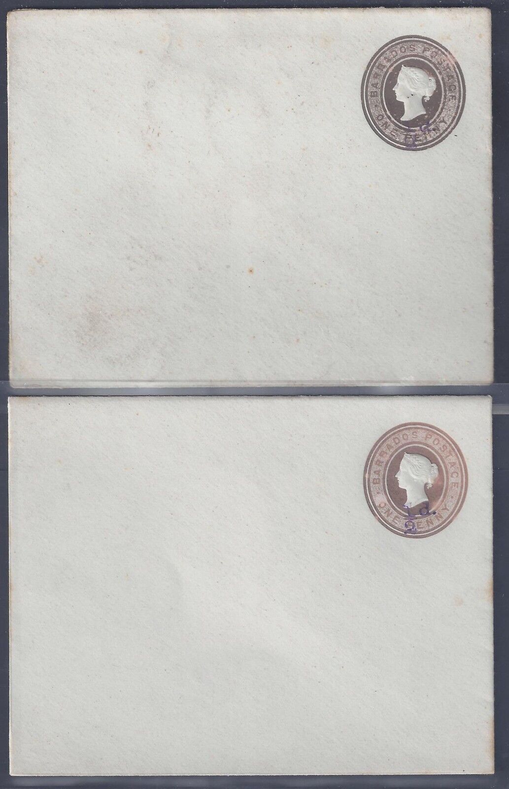 Barbados 1890's Two Postal Cover 1/2 D Surcharge On Queen Victoria One Penny In