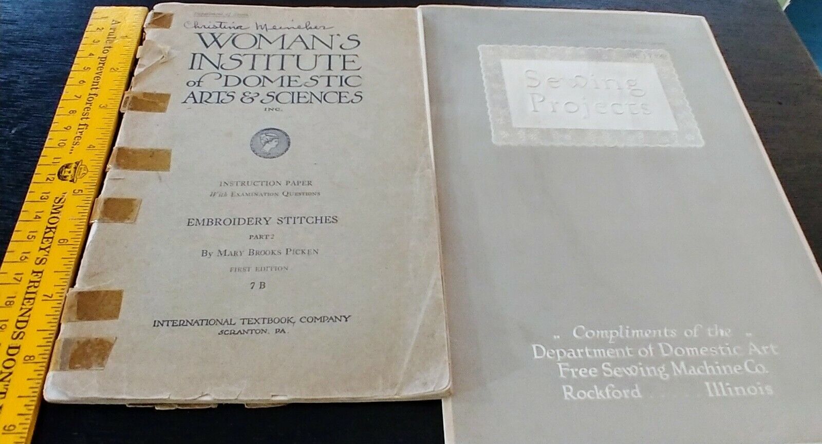 2 Manuals "woman's Institute Of Domestic Arts & Sciences" Sewing, Embroidery.
