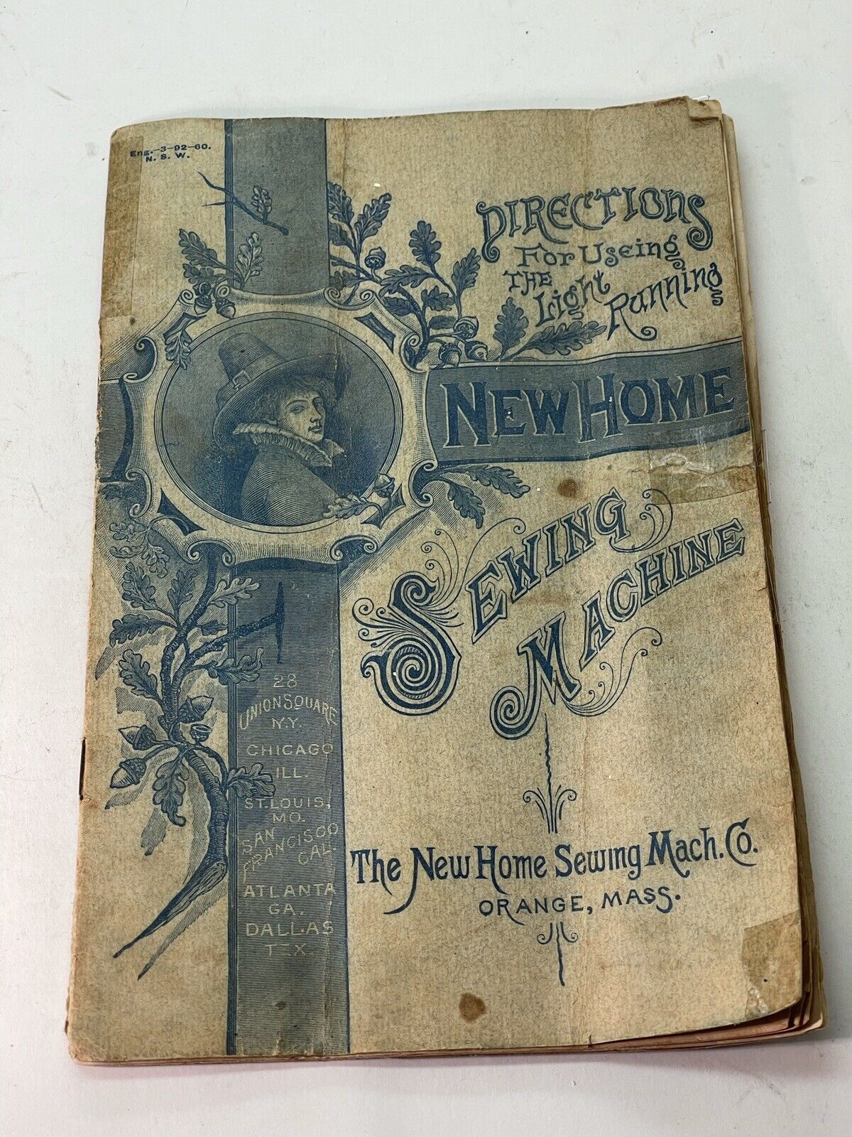 Antique Original Directions For Using The Light Running New Home Sewing Machine