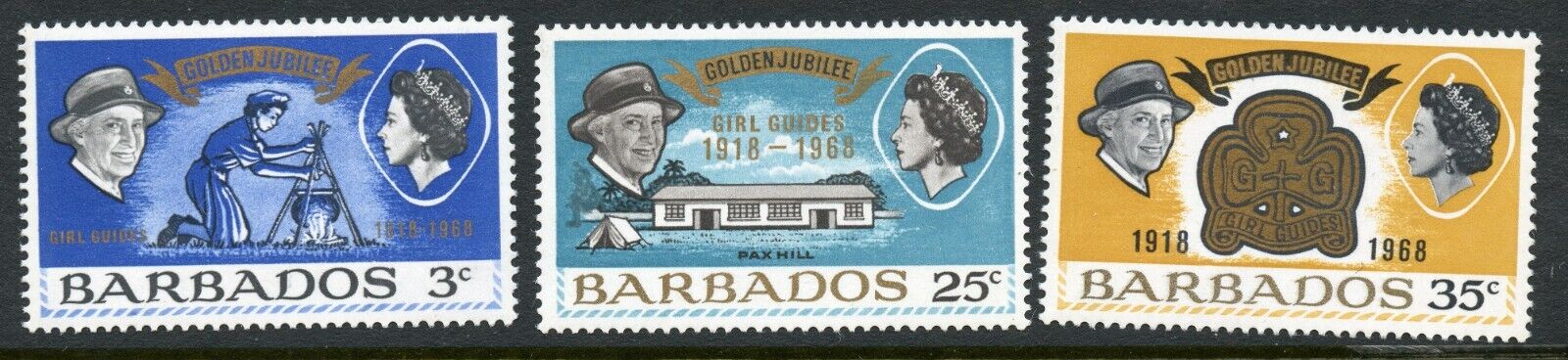 Barbados Scott 306-308 Barbados Girl Scouts’ 50th Anniv Mnh 1968