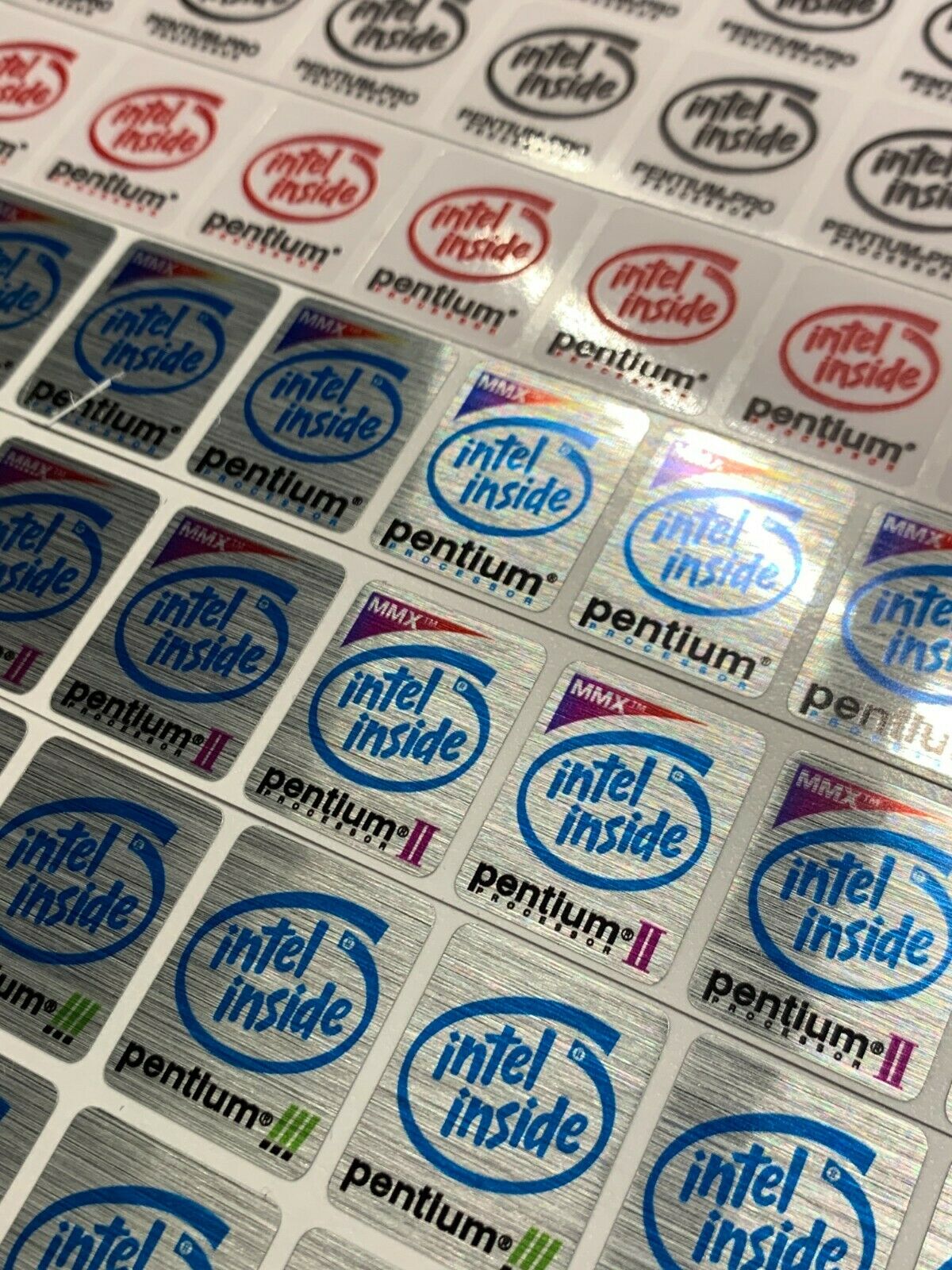 Pentium Mmx Pro Ii Iii Tualatin Metallic Vintage Computer Case Badge Sticker Cpu