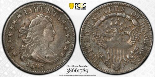 1805 "5 Berries" Draped Bust Dime Pcgs Vf Very Fine Details Rare Variety, Offer!