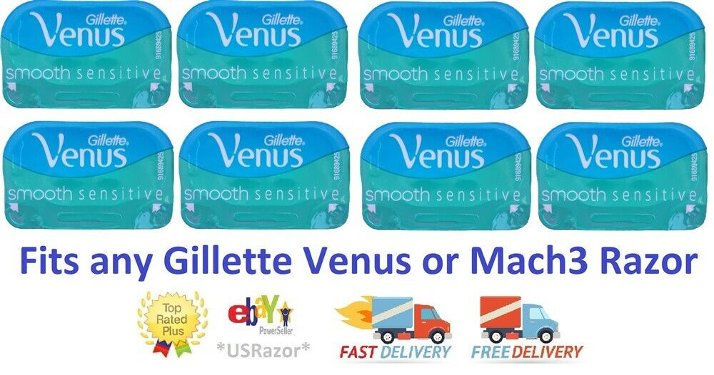8 Gillette Venus Sensitive Smooth Razor Blades Refill Cartridge Fit Swirl Shaver