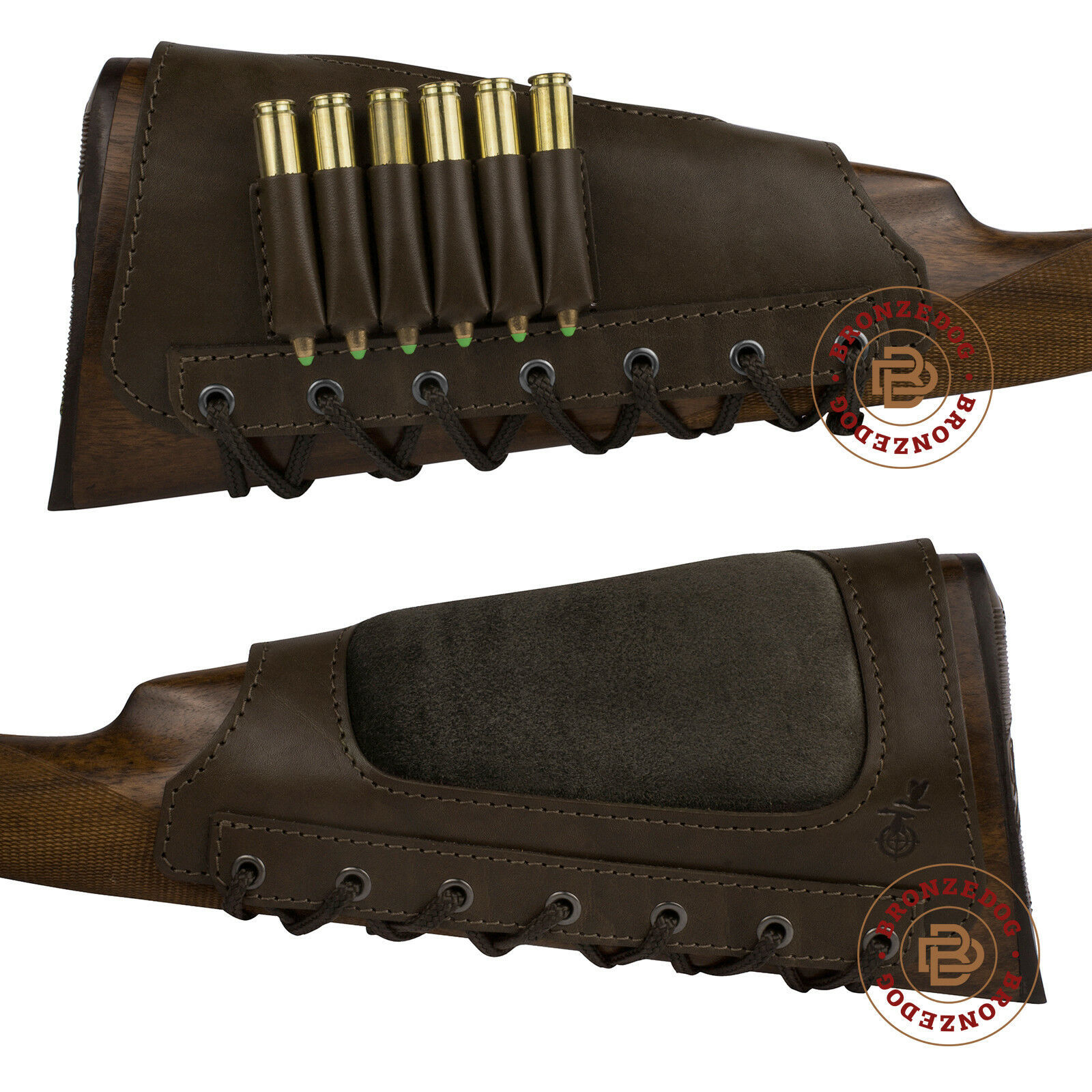 Leather Rifle Shell Cartridge Buttstock Holder Stock Gun Cover Padded Cheek Rest
