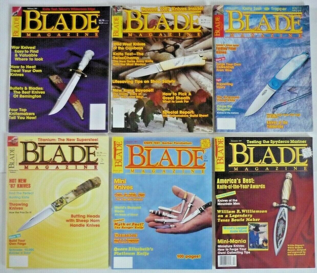 Lot Of 6 Blade Magazines Knife Complete Year 1987 Volume 14 Xiv Uncirculated Nos