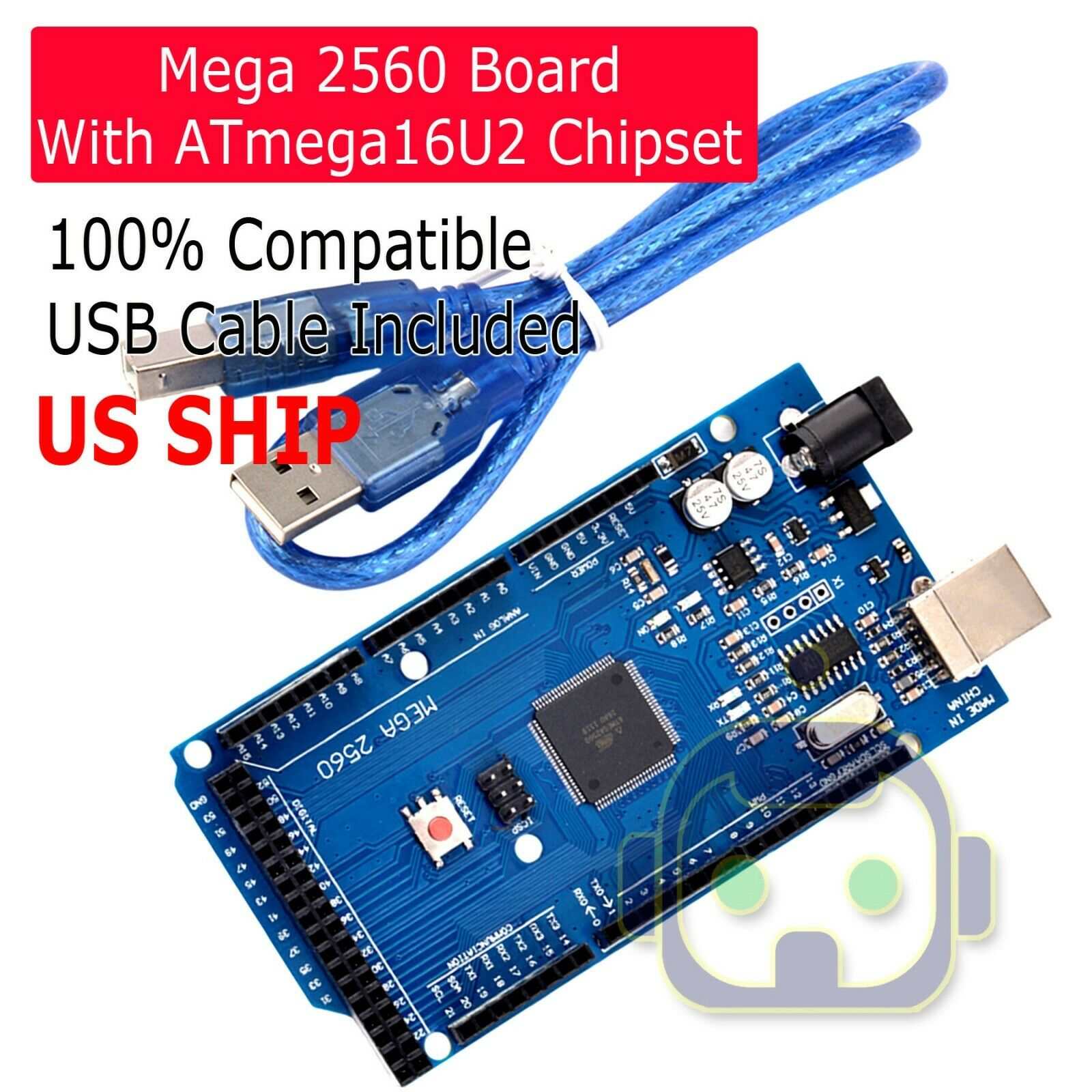 Usa Ship Mega 2560 R3 Board Atmega2560-16au Ch340g + Usb Cable For Arduino