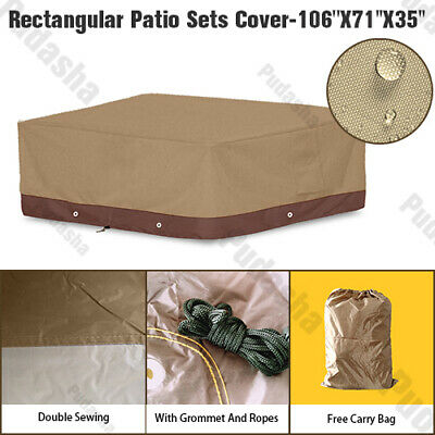 Deluxe Heavy Duty Waterproof Furniture Cover Rectangle Patio Table Chairs Gs08p